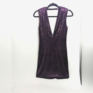 Purple Velvet Plunge Mini Dress